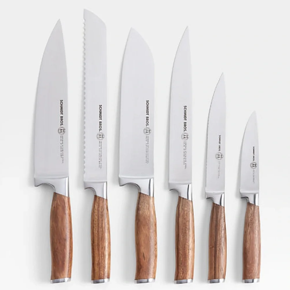 New!🇩🇪🔪👨‍🍳Crate&Barrel x Schmidt Brothers Zebra Wood 7-Pcs German Knife BlockSet